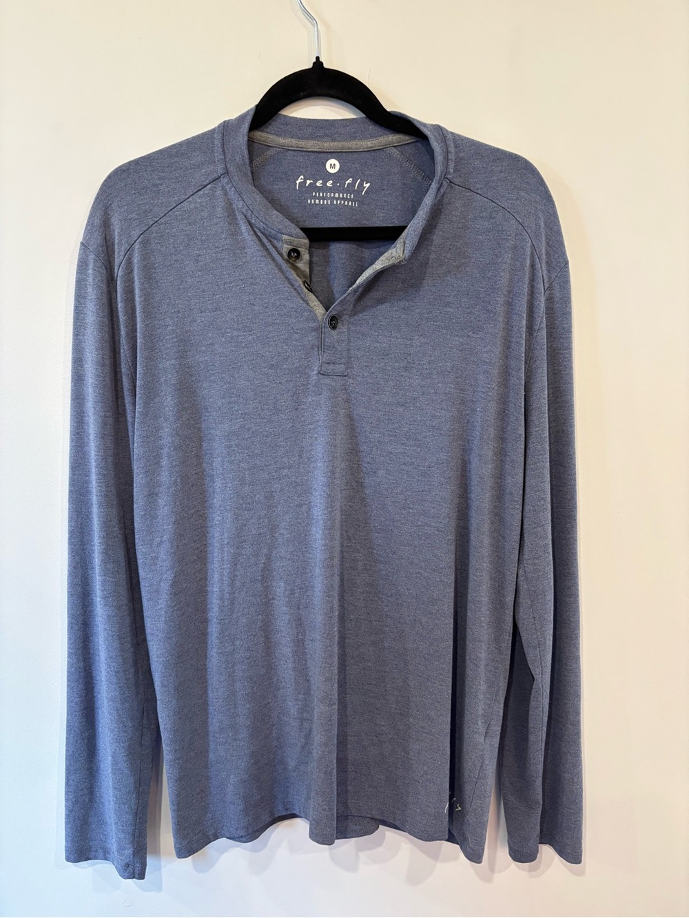 Free Fly Apparel Men's Long Sleeve Henley - Heather Blue